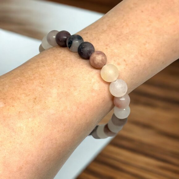 Violet Matte Agate Gemstone Bracelet | 8mm Handmade Crystal Jewelry - Picture 7 of 10